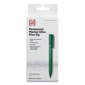 TRU RED™ Permanent Marker, Pen-style, Extra-fine Needle Tip, Green, Dozen freeshipping - TVN Wholesale